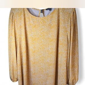 Adrianna Papell Yellow Floral Blouse